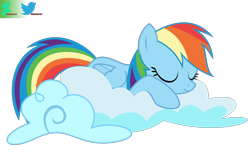 Size: 1900x1167 | Tagged: safe, artist:kuren247, derpibooru import, rainbow dash, pegasus, pony, g4, cloud, cute, dashabetes, eyes closed, female, mare, on a cloud, rainbow dash is best pony, show accurate, simple background, sleeping, sleeping on a cloud, sleepydash, solo, sweet dreams fuel, transparent background, vector