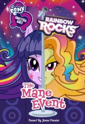 Size: 1322x1920 | Tagged: safe, artist:jenna56, derpibooru import, adagio dazzle, twilight sparkle, human, equestria girls, g4, rainbow rocks, book cover, cover, the mane event