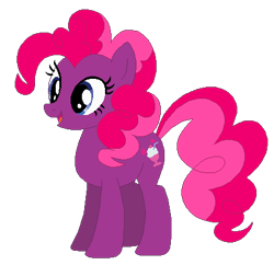 Size: 438x424 | Tagged: safe, artist:selenaede, artist:user15432, derpibooru import, fizzypop, earth pony, pony, g4, base used, blue eyes, generation leap, not pinkie pie, open mouth, open smile, pink mane, pink tail, pinkie pie hair, purple coat, recolor, simple background, smiling, solo, tail, transparent background