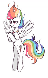 Size: 828x1325 | Tagged: safe, artist:dd-mlp, derpibooru import, rainbow dash, pegasus, pony, crossed hooves, simple background, solo, super rainbow dash, white background