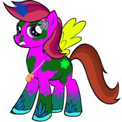 Size: 1024x1024 | Tagged: safe, derpibooru import, alicorn, pony, avatar maker: pony, flower, flower in hair, mismatched horns, mismatched wings, unnamed character, unnamed pony, whistle, whistle necklace, wings