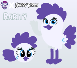 Size: 1000x883 | Tagged: safe, artist:oliviafanxd, derpibooru import, rarity, bird, g4, angry birds, birdified, crossover, female, solo, species swap