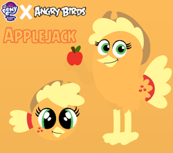 Size: 1000x883 | Tagged: safe, artist:oliviafanxd, derpibooru import, applejack, bird, g4, angry birds, applejack's hat, birdified, clothes, cowboy hat, crossover, female, hat, solo, species swap