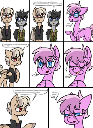 Size: 5500x7500 | Tagged: safe, artist:katyusha, derpibooru import, oc, oc only, oc:deathwish, oc:dossier, oc:terminal velocity, earth pony, pegasus, pony, unicorn, comic, commission, commission example, horn