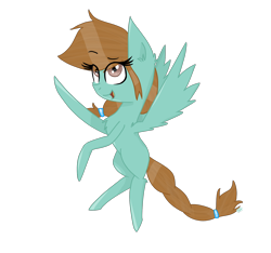 Size: 1600x1500 | Tagged: safe, artist:rai2n, derpibooru import, oc, oc only, oc:painting leaves, pegasus, pony, female, flying, mare, ponysona, simple background, smiling, solo, spread wings, transparent background, wings