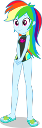 Size: 1356x4156 | Tagged: safe, alternate version, artist:dustinwatsongkx, derpibooru import, edit, rainbow dash, human, better together, equestria girls, g4, accessory swap, clothes, clothes swap, feet, female, fluttershy's one-piece swimsuit, fluttershy's swimsuit, fluttershy's wetsuit, one-piece swimsuit, sandals, simple background, solo, swimsuit, swimsuit edit, swimsuit swap, transparent background, vector, wetsuit