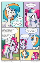 Size: 1522x2339 | Tagged: safe, artist:skysorbett, derpibooru import, oc, oc only, oc:sky sorbet, oc:twister joy, pegasus, pony, comic:breaking free #2, comic, female, male, mare, outdoors, stallion