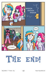 Size: 1522x2339 | Tagged: safe, artist:skysorbett, derpibooru import, oc, oc only, oc:sky sorbet, oc:twister joy, pegasus, pony, comic:breaking free #2, comic, cookie, female, food, male, mare, mug, police, stallion