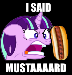 Size: 883x921 | Tagged: safe, derpibooru import, edit, edited screencap, screencap, starlight glimmer, g4, food, gnx, hot dog, kendrick lamar, meat, meme, mustard, my little pony: friendship is magic, quiet, sauce, sausage