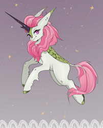 Size: 1726x2135 | Tagged: safe, artist:fridagloria, derpibooru import, oc, oc only, kirin, abstract background, female, solo, starry background