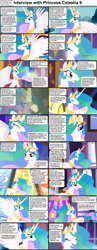 Size: 1282x3304 | Tagged: safe, artist:brutalweather studio, derpibooru import, edit, edited screencap, screencap, princess celestia, alicorn, pony, comic:celestia's servant interview, g4, lesson zero, season 1, season 2, sonic rainboom (episode), swarm of the century, the best night ever, the return of harmony, a little incident (animation), cakelestia, canterlot, caption, coffee, coffee mug, comic, crown, cs captions, cute, cutelestia, descriptive noise, eyes closed, female, image macro, jewelry, levitation, magic, magic aura, mare, mug, my little pony: friendship is magic, raised hoof, raised leg, regalia, screencap comic, smiling, solo, telekinesis, text, that princess sure is afraid of chickens