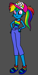 Size: 530x1030 | Tagged: safe, artist:dragonkingamn, derpibooru import, rainbow dash, human, equestria girls, g4, spring breakdown, cap, clothes, cute, dashabetes, equestria girls specials, female, feminism, hand on hip, hat, hero dash, ponytail, rainbow dash is best human, rainbow sass, smiling, solo