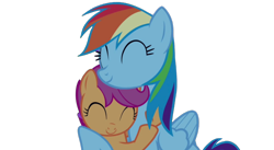 Size: 1280x700 | Tagged: safe, derpibooru import, edit, edited screencap, editor:dracoawesomeness, screencap, rainbow dash, scootaloo, pegasus, pony, g4, sleepless in ponyville, ^^, background removed, compassion, cute, cutealoo, daaaaaaaaaaaw, dashabetes, duo, duo female, eyes closed, female, filly, foal, heartwarming, hug, kindness, mare, my little pony: friendship is magic, not a vector, rainbow dash is best pony, scootalove, sisterly love, smiling, sweet dreams fuel, winghug, wings