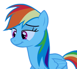 Size: 900x800 | Tagged: safe, derpibooru import, edit, edited screencap, editor:dracoawesomeness, screencap, rainbow dash, pegasus, pony, g4, sleepless in ponyville, background removed, cute, dashabetes, female, mare, my little pony: friendship is magic, not a vector, rainbow dash is best pony, rainbow sass, simple background, smiling, solo, transparent background