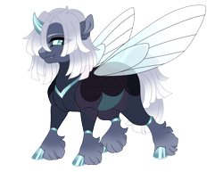 Size: 3500x2700 | Tagged: safe, artist:gigason, derpibooru import, oc, oc only, oc:apolysis, changepony, hybrid, g4, adoptable, blue eyes, blue hooves, blue sclera, clothes, coat markings, colored, colored belly, colored eyebrows, colored hooves, colored horn, colored pinnae, colored sclera, colored wings, countershading, curved horn, cute, cute little fangs, cyan eyes, cyan sclera, ear fluff, ears, eye clipping through hair, eyelashes, facial markings, fangs, fetlock tuft, flat colors, gradient hooves, gradient horn, gradient legs, gradient mane, gradient tail, gradient wings, gray body, gray coat, gray mane, gray tail, high res, hooves, horn, hybrid oc, insect wings, interspecies offspring, leg markings, lidded eyes, looking back, magical lesbian spawn, male, male oc, obtrusive watermark, offspring, pale belly, parent:maud pie, parent:oc, parent:oc:blue bayou, parents:canon x oc, profile, shiny hooves, shiny horn, simple background, smiling, socks, socks (coat markigns), solo, spread wings, stallion, stallion oc, standing, straight mane, straight tail, stripe (coat marking), tail, transparent background, transparent wings, watermark, wings