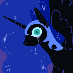 Size: 1920x1920 | Tagged: safe, artist:starbatz, derpibooru import, nightmare moon, alicorn, pony, g4, bust, crying, female, lineless, mare, portrait, solo, spread wings, wings