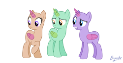 Size: 3500x1800 | Tagged: safe, artist:brynnstic, derpibooru import, alicorn, g4, base, female, horn, mare, multiple characters, my little pony: friendship is magic, signature, simple background, transparent background, wings