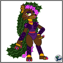 Size: 2000x2000 | Tagged: safe, artist:dice-warwick, derpibooru import, oc, oc only, oc:terra timberwolf, diamond dog, robot, timber wolf, fallout equestria, fallout equestria: desperados, 80's fashion, 80s, 80s hair, fanfic art, five nights at freddy's, solo