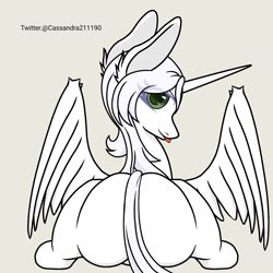 Size: 2000x2000 | Tagged: safe, artist:cassandra211190, derpibooru import, oc, oc:κασσάνδρα, alicorn, pony, alicorn oc, horn, rear view, wings