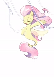 Size: 1430x2048 | Tagged: safe, artist:6ji5z6gmst1j2vs, derpibooru import, fluttershy, pegasus, pony, seapony (g4), g4, bioluminescent, cute, dorsal fin, eyes closed, female, fin, fin wings, fins, flowing mane, flowing tail, happy, mare, ocean, open mouth, open smile, seaponified, seapony fluttershy, seaquestria, singing, smiling, solo, species swap, swimming, tail, underwater, water, wings