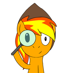 Size: 2248x2248 | Tagged: safe, artist:johnnybro288, derpibooru import, oc, oc only, oc:firey ratchet, pegasus, g4, detective, fedora, hat, looking at you, magnifying glass, male, simple background, transparent background