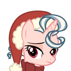 Size: 3508x3508 | Tagged: safe, artist:return 0, derpibooru import, oc, oc only, oc:vivi poff, unicorn, g4, christmas, hat, holiday, horn, santa hat, show accurate, solo