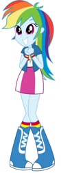 Size: 213x600 | Tagged: safe, derpibooru import, edit, edited screencap, screencap, rainbow dash, human, equestria girls, g4, boots, clothes, compression shorts, cute, dashabetes, feminism, jacket, rainbow dash is best human, rainbow sass, rainbow socks, shirt, shoes, simple background, skirt, socks, solo, striped socks, sweatshirt, t-shirt, white background