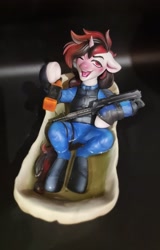 Size: 1953x3049 | Tagged: safe, artist:draconis taaldis, derpibooru import, oc, oc:blackjack, fallout equestria, fallout equestria: project horizons, bathtub, figurine, irl, photo