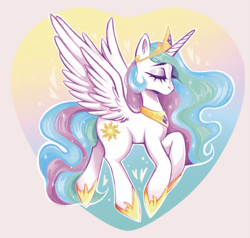 Size: 4665x4443 | Tagged: safe, artist:faelitha, derpibooru import, princess celestia, alicorn, pony, g4, cute, digital art, drawing, female, heart, horn, mare, my little pony, procreate app, solo, spread wings, wings