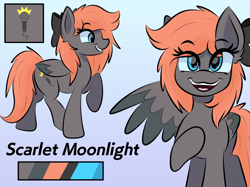 Size: 2048x1535 | Tagged: safe, derpibooru import, oc, oc only, oc:darknightprincess, pegasus, blue eyes, bow, female, gray body, hair bow, red mane, reference sheet, solo