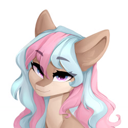 Size: 1280x1280 | Tagged: safe, artist:shooshaa, derpibooru import, oc, oc only, earth pony, pony, bust, commission, eyebrows, eyebrows visible through hair, female, mare, portrait, simple background, solo, white background