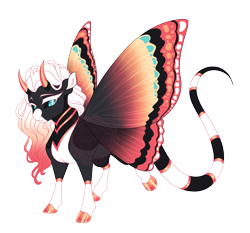 Size: 4300x4000 | Tagged: safe, artist:gigason, derpibooru import, oc, oc:callicore calico, changedling, changeling, absurd resolution, adoptable, black body, black coat, black sclera, blue eyes, butterfly changeling, butterfly wings, changedling oc, changeling oc, chest marking, cloven hooves, coat markings, colored, colored eyebrows, colored eyelashes, colored hooves, colored horn, colored horns, colored pinnae, colored pupils, colored sclera, colored wings, countershading, curved horn, curved horns, ear fluff, ears, eyelashes, facial markings, female, female oc, flat colors, gradient eyes, gradient hooves, gradient mane, gradient wings, hooves, horn, horns, insect wings, leg markings, leonine tail, lidded eyes, long mane, long tail, looking back, magical lesbian spawn, multicolored wings, neck markings, obtrusive watermark, offspring, orange hooves, parent:oc, parent:oc:blue bayou, parent:oc:poppy pigment, parents:oc x oc, raised leg, shiny hooves, shiny horn, shiny horns, simple background, slit eyes, smiling, snip (coat marking), socks (coat marking), solo, spread wings, standing on three hooves, striped tail, tail, tail markings, thick eyelashes, three quarter view, three toned tail, transparent background, watermark, wavy mane, white eyelashes, white mane, white pupils, wings