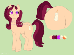 Size: 1150x850 | Tagged: safe, artist:misscinnabunnie, derpibooru import, oc, oc only, pony, unicorn, commission, female, green background, horn, mare, obtrusive watermark, reference sheet, simple background, solo, watermark