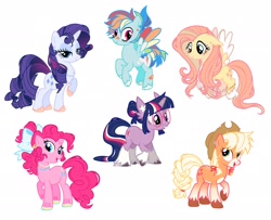 Size: 2048x1661 | Tagged: safe, artist:bamzelly, derpibooru import, applejack, fluttershy, pinkie pie, rainbow dash, rarity, twilight sparkle, mane six, simple background, white background