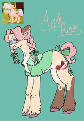 Size: 1431x2048 | Tagged: safe, artist:whimday, derpibooru import, apple rose, earth pony, pony, g4, alternate design, bow, braid, clothes, female, glasses, hair bow, mare, screencap reference, solo, tail, tail bow, unshorn fetlocks