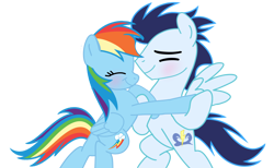 Size: 2294x1409 | Tagged: safe, artist:soarindasher10, derpibooru import, rainbow dash, soarin', pegasus, pony, blushing, dancing, eyes closed, female, male, mare, shipping, simple background, smiling, soarindash, stallion, straight, transparent background