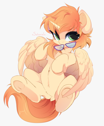 Size: 5000x6000 | Tagged: safe, alternate version, artist:xsatanielx, derpibooru import, oc, oc only, alicorn, pony, alicorn oc, belly, glasses, horn, mouth hold, round belly, simple background, solo, white background, wings