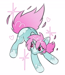 Size: 3575x4096 | Tagged: safe, artist:opalacorn, derpibooru import, oc, oc only, oc:scoops, pony, unicorn, blaze (coat marking), coat markings, facial markings, female, flowing tail, heart, horn, mare, simple background, solo, sparkles, tail, white background