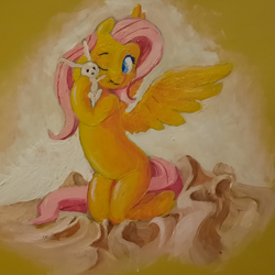 Size: 1745x1745 | Tagged: safe, artist:stratodraw, derpibooru import, fluttershy, pegasus, photo, traditional art