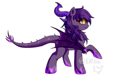 Size: 4044x2638 | Tagged: safe, artist:dw_atias, derpibooru import, oc, oc only, oc:nightscale, dracony, hybrid, pony, female, horns, slit eyes, solo