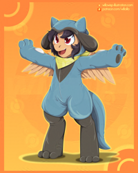 Size: 1600x2000 | Tagged: safe, artist:willoillo, derpibooru import, oc, pegasus, pony, g4, art, clothes, commission, costume, illustration, kigurumi, my little pony, my little pony: friendship is magic, pegasus oc, pokémon, riolu