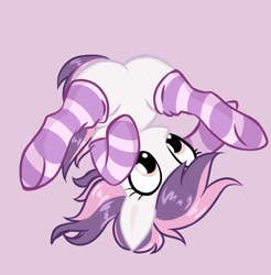 Size: 1262x1280 | Tagged: safe, artist:barbariska, artist:illuminatiums, derpibooru import, oc, oc only, oc:sweetieck dreams, pony, unicorn, g4, broom, butt, clothes, colored hooves, cute, eyelashes, featureless crotch, female, filly, foal, hooves, horn, mare, not sweetie belle, orange eyes, simple background, socks, solo, spread legs, spreading, striped socks, tail, two toned mane, two toned tail, unicorn horn, upside down