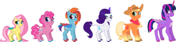 Size: 5830x1402 | Tagged: safe, artist:prixy05, derpibooru import, applejack, fluttershy, pinkie pie, rainbow dash, rarity, twilight sparkle, twilight sparkle (alicorn), alicorn, earth pony, pegasus, pony, unicorn, female, horn, mane six, mare, simple background, white background