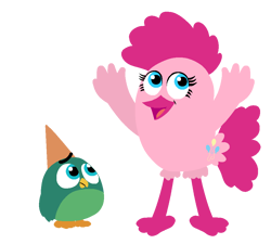 Size: 1000x899 | Tagged: safe, artist:oliviafanxd, derpibooru import, pinkie pie, bird, angry birds, birdified, hat, party hat, simple background, species swap, the angry birds movie, timothy (angry birds), transparent background