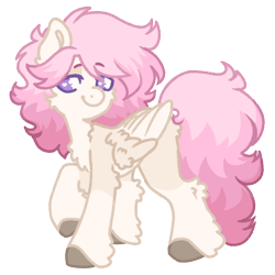 Size: 1000x1000 | Tagged: safe, artist:kazmuun, derpibooru import, oc, oc only, oc:monsoon storm, pegasus, pony, big mane, blank flank, brown hooves, bushy tail, butt fluff, cheek fluff, chest fluff, chibi, coat markings, colored, colored belly, colored eyebrows, colored eyelashes, colored hooves, colored lineart, colored wings, colored wingtips, commission, cream coat, cream wingtips, ear fluff, ears, eyebrows, eyebrows visible through hair, eyelashes, female, female oc, fetlock tuft, flat colors, fluffy mane, fluffy tail, folded wings, head turn, heart, heart eyes, hock fluff, hooves, lidded eyes, long tail, looking away, mare, mare oc, pale belly, pink mane, pink tail, purple eyelashes, purple eyes, raised hoof, raised leg, signature, simple background, smiling, socks (coat marking), solo, standing on three hooves, tail, thin, three quarter view, three toned mane, three toned tail, transparent background, two toned coat, two toned wings, white pupils, wing fluff, wingding eyes, wings