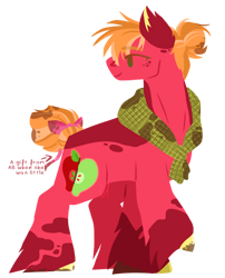 Size: 828x1027 | Tagged: safe, artist:ikanahairitto, derpibooru import, big macintosh, earth pony, pony, g4, alternate accessories, alternate design, alternate hairstyle, alternate tailstyle, redesign, simple background, solo, tail, white background