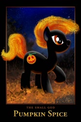 Size: 668x1000 | Tagged: safe, artist:lee moyer, derpibooru import, earth pony, god, grimdark in the description, jack-o-lantern, personification, pumpkin, pumpkin spice, stars