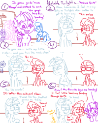 Size: 4779x6013 | Tagged: safe, artist:adorkabletwilightandfriends, derpibooru import, princess cadance, princess flurry heart, shining armor, oc, oc:lawrence, oc:rachel, comic:adorkable twilight and friends, g4, adorkable, adorkable twilight, awkward, awkward moment, brother, brother and sister, clothes, comic, cute, desperation, dork, female, football, happy, holiday, hoofball, leaning, living room, male, siblings, sitting, skirt, slice of life, smiling, sofa, sports, stallion, television, thanksgiving