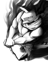 Size: 1378x2039 | Tagged: safe, artist:gashiboka, derpibooru import, spike, dragon, g4, black and white, grayscale, male, monochrome, older, older spike, solo