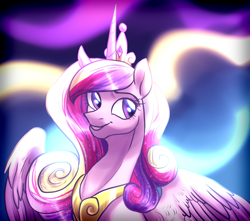 Size: 1024x904 | Tagged: safe, artist:not-ordinary-pony, derpibooru exclusive, derpibooru import, princess cadance, alicorn, g4, eyelashes, female, mare, partially open wings, smiling, solo, sternocleidomastoid, wings